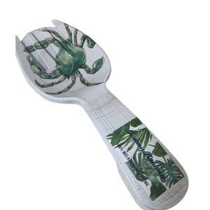 Tommy Bahama Salad Fork & Spoon Crab Melamine Serving Utensil NEW WITH TAGS!